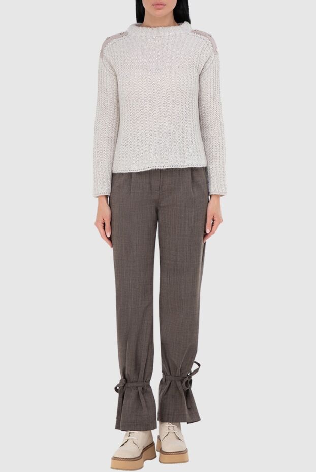 Erika Cavallini woman brown polyester and wool trousers for women buy with prices and photos 160101 - photo 2