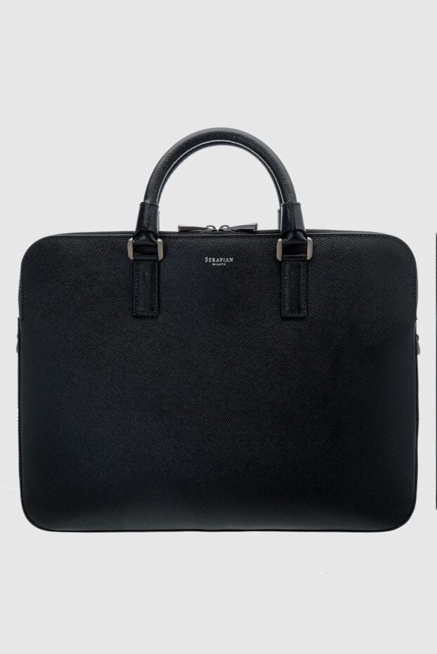 Serapian black leather briefcase for men 160127 - photo 1