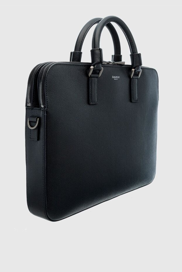 Serapian black leather briefcase for men 160127 - photo 3