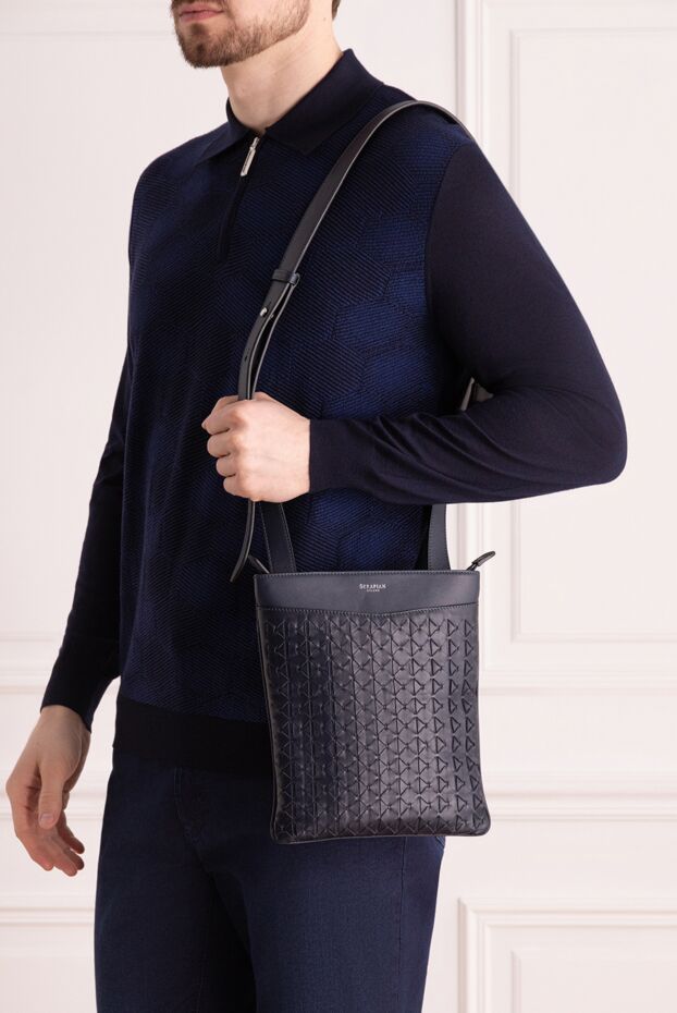 Serapian man shoulder bag made of genuine leather blue for men buy with prices and photos 160138 - photo 2