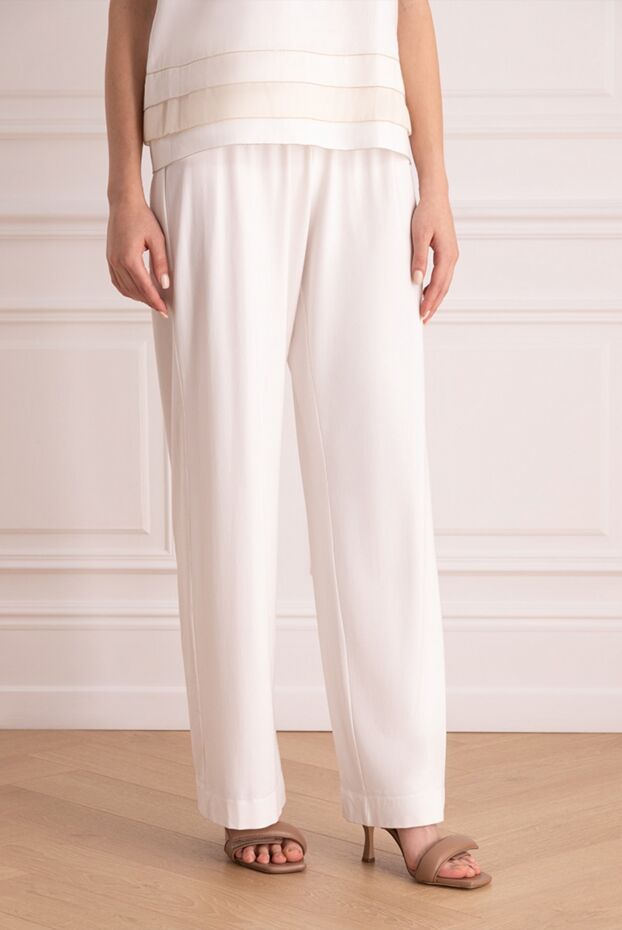 Re Vera trousers made of lightweight milky fabric with soft folds and an elasticated waistband 160152 - photo 3