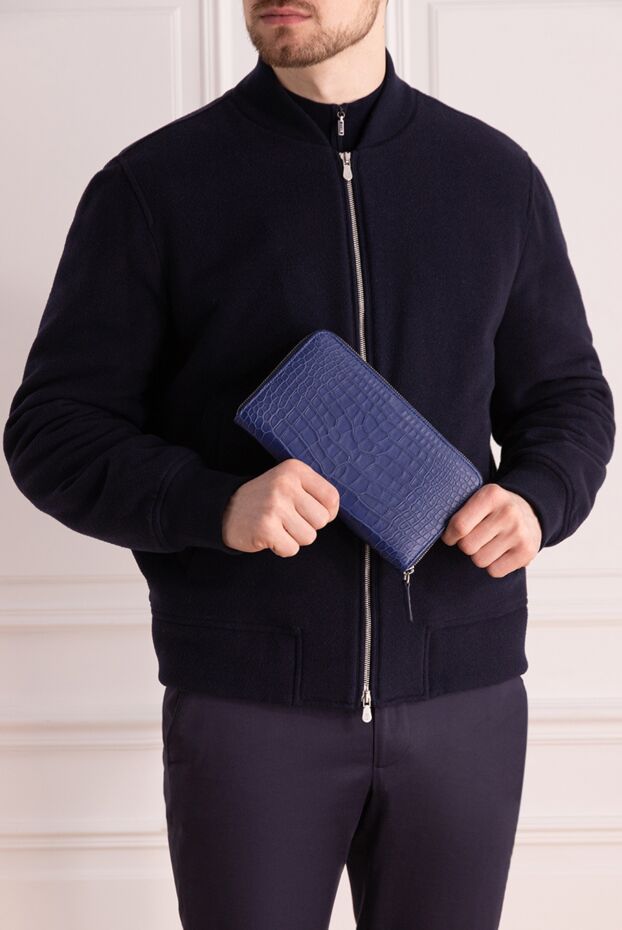 Cesare di Napoli man blue men's crocodile leather clutch buy with prices and photos 160241 - photo 2