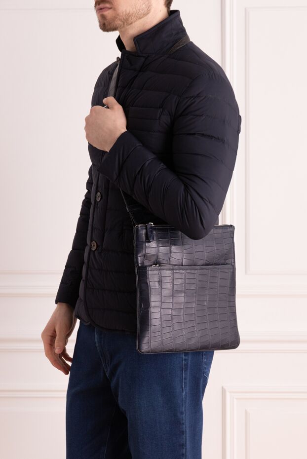 Cesare di Napoli man blue crocodile leather shoulder bag for men buy with prices and photos 160251 - photo 2