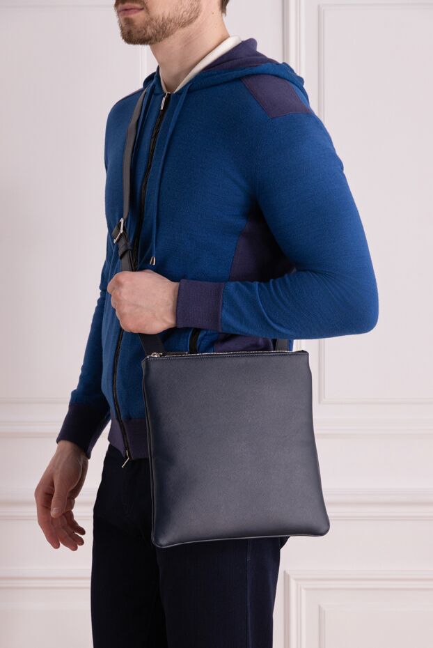 Cesare di Napoli man blue genuine leather shoulder bag for men buy with prices and photos 160257 - photo 2