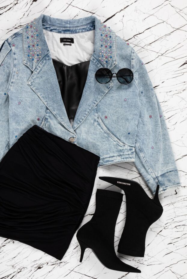 Women's denim jacket with cotton and decorative elements - photo 2