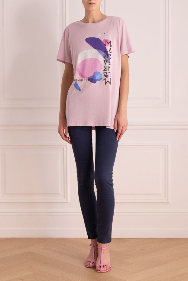 Isabel Marant women's cotton pink long t-shirt with a print 160377 - photo 2