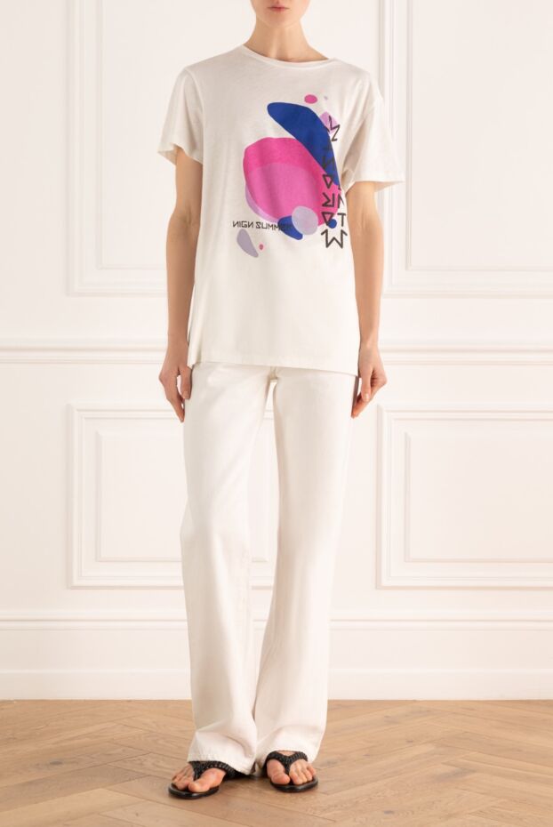 Isabel Marant white women's t-shirt, loose fit, with large art print in pop art style 160378 - photo 2