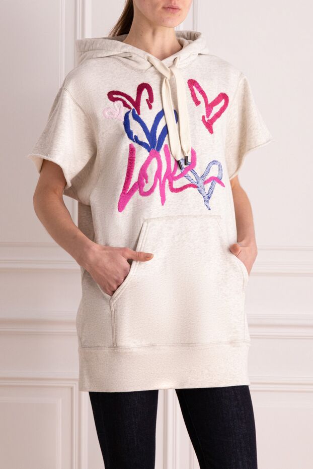 Isabel Marant women's beige hoodie made of cotton and polyester with a print 160386 - photo 3