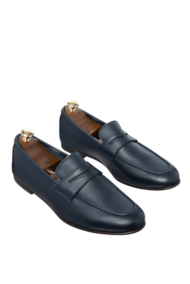 Andrea Ventura dark blue leather penny loafers for men 160390 - photo 3