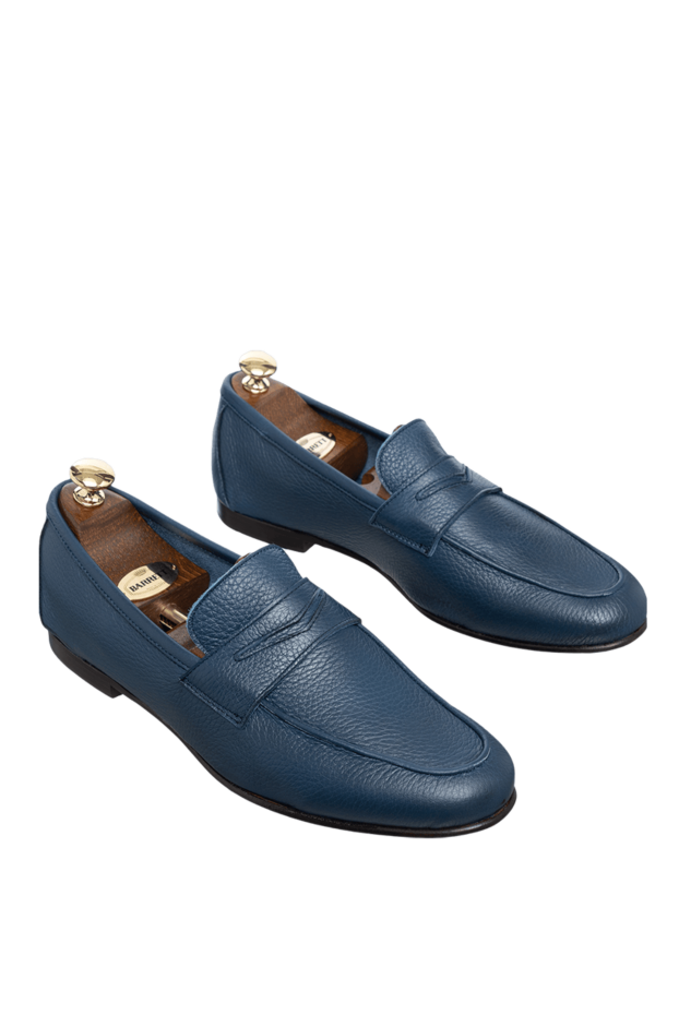 Andrea Ventura men's blue leather loafers with texture 160391 - photo 3