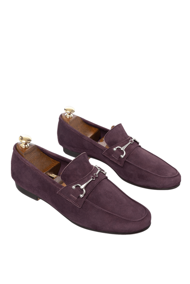 Andrea Ventura men's suede loafers burgundy with bridle buckle 160399 - photo 3