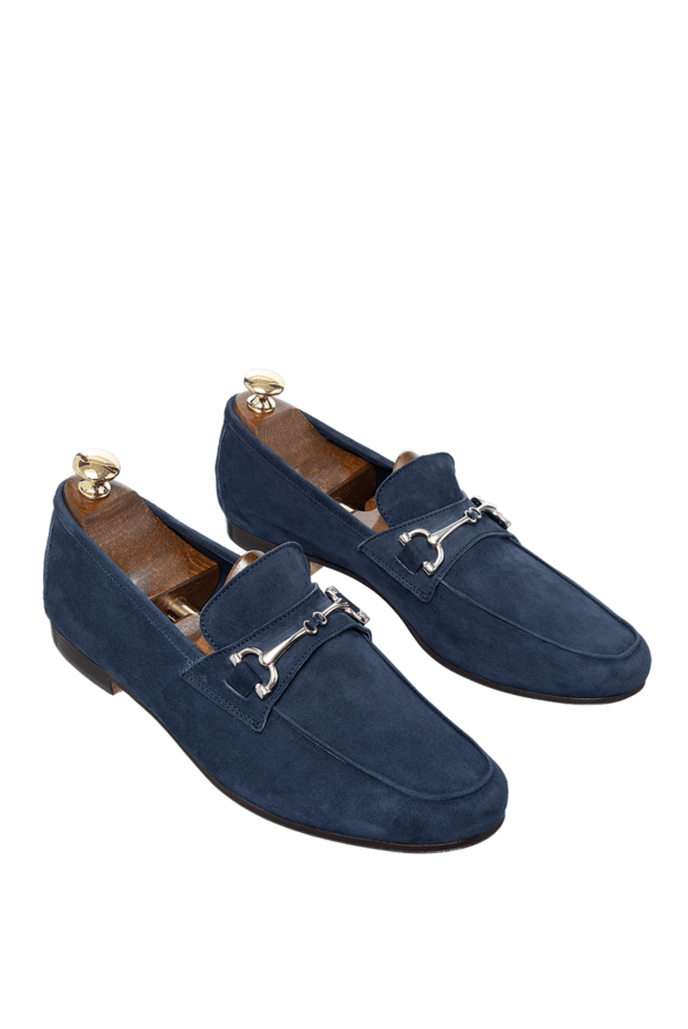 Andrea Ventura dark blue suede bit loafers with metal buckle for men 160400 - photo 3