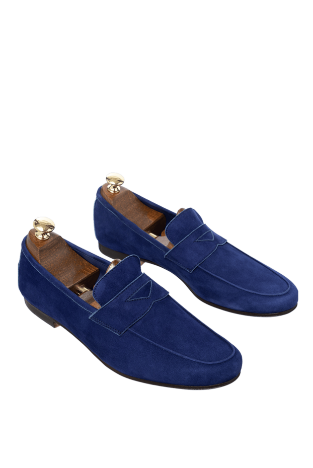 Andrea Ventura deep dark blue suede penny loafers for men 160403 - photo 3