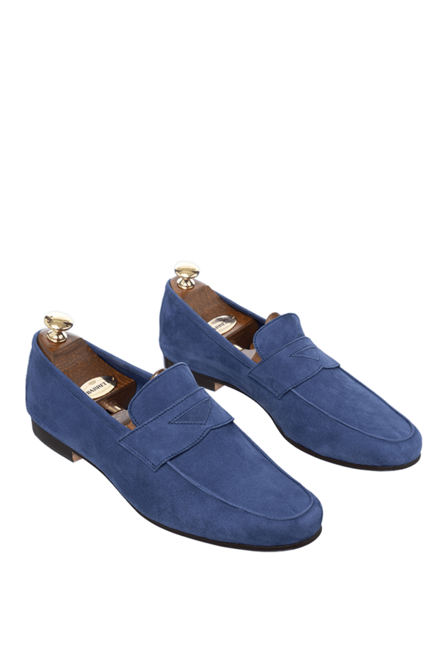 Andrea Ventura blue suede penny loafers with leather insole for men 160405 - photo 3
