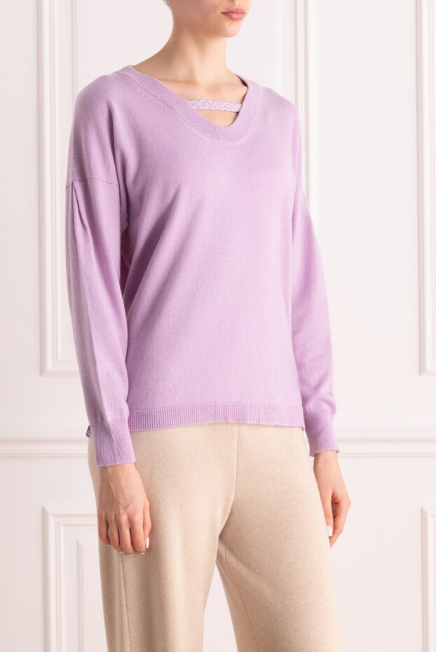 Panicale purple womens jumper with a v-neck 160537 - photo 3