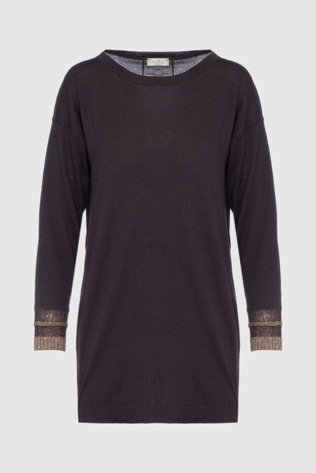 Panicale jumper made of fine wool in chocolate shade with lurex on cuffs 160553 - photo 1