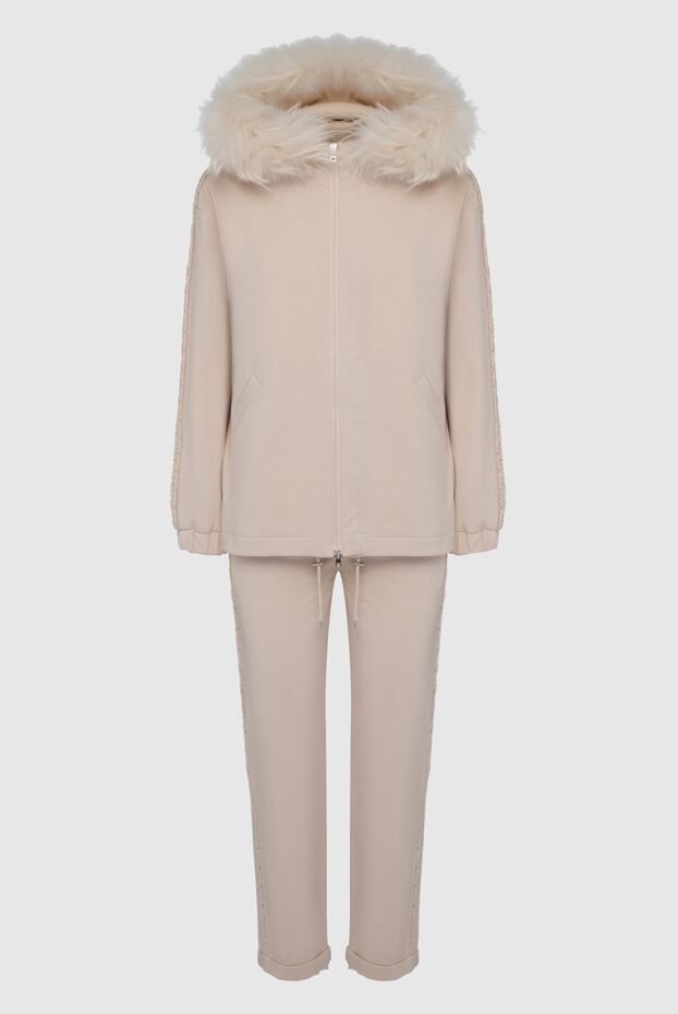 Panicale women's beige suit with fur trim on the hood 160561 - photo 1