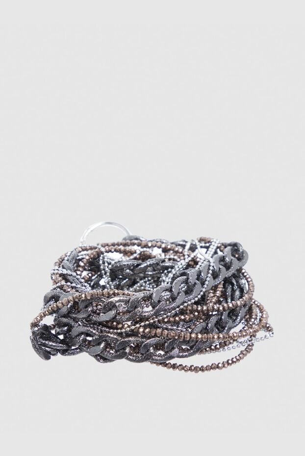 Panicale chain belt for women gray made of metal and rhinestones 160563 - photo 1