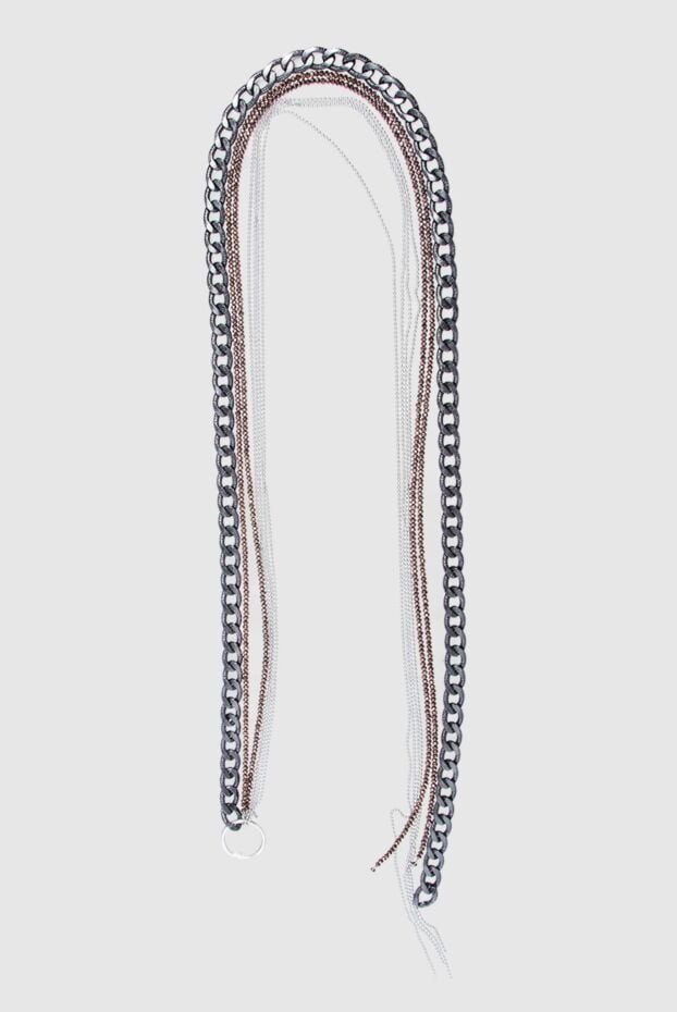 Panicale chain belt for women gray made of metal and rhinestones 160563 - photo 2