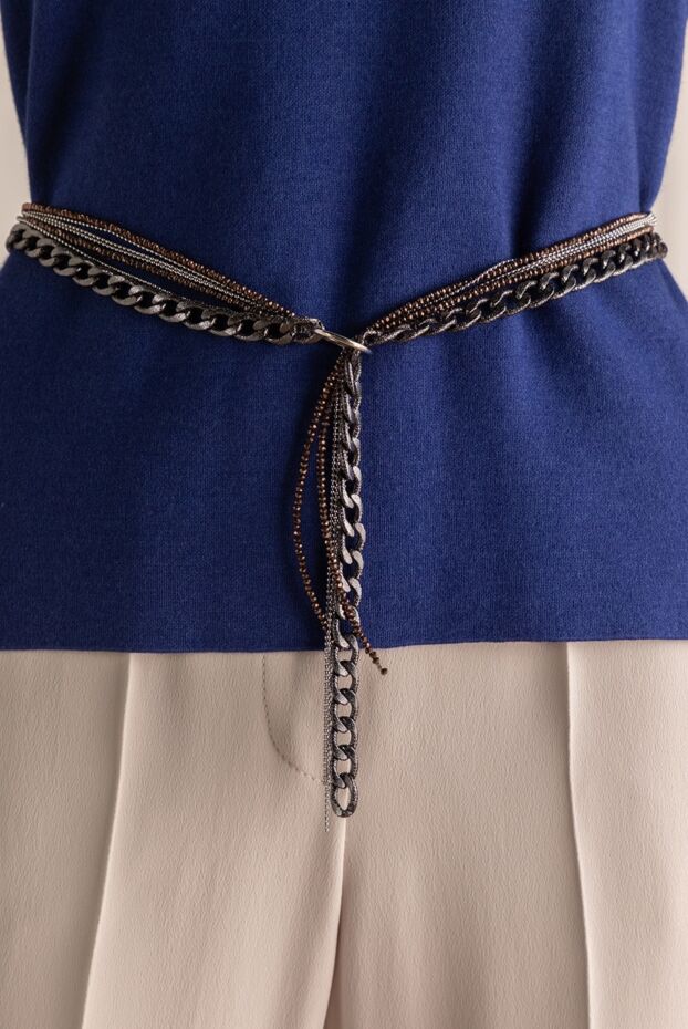 Panicale chain belt for women gray made of metal and rhinestones 160563 - photo 3
