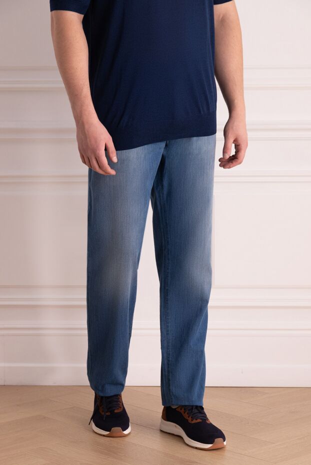 Kiton джинсы из хлопка с легким винтажным эффектом и прямым кроем 160572 - фото 3