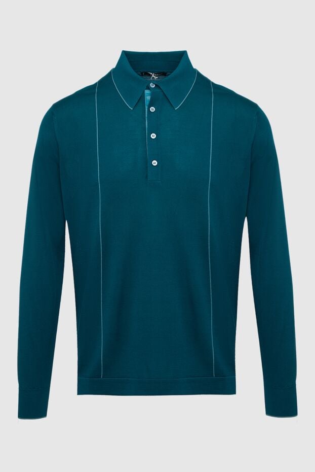 Stefano Ricci long sleeve polo with silk and crocodile leather green men's 160599 - photo 1