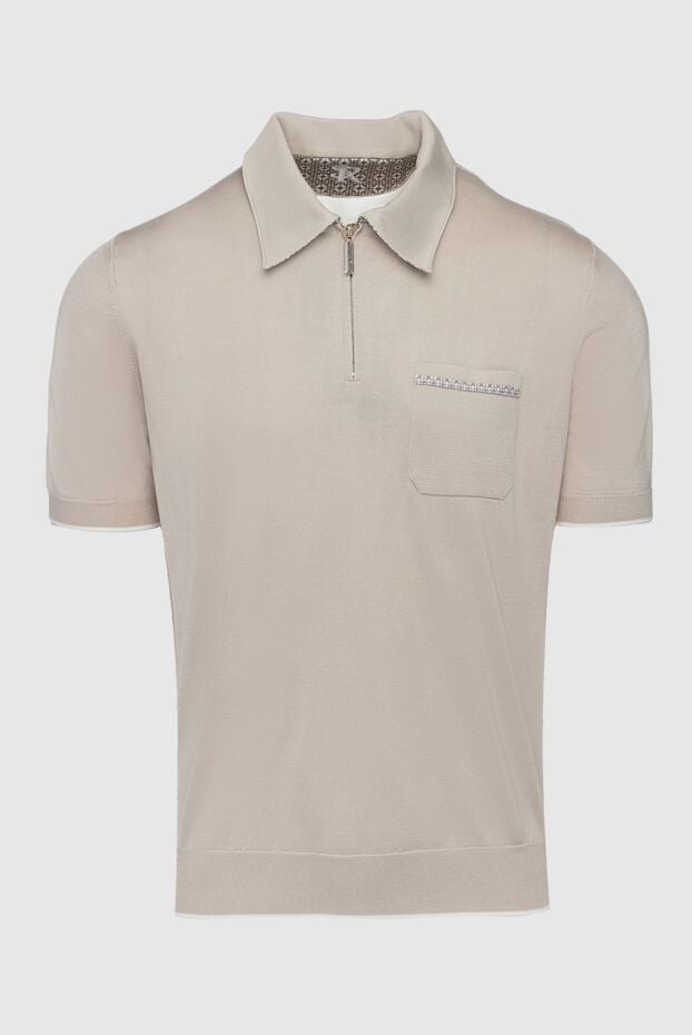 Beige silk polo for men (markdown) - photo 1
