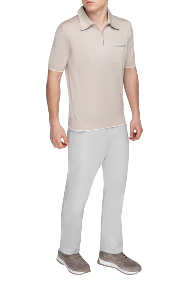 Beige silk polo for men (markdown) - photo 2