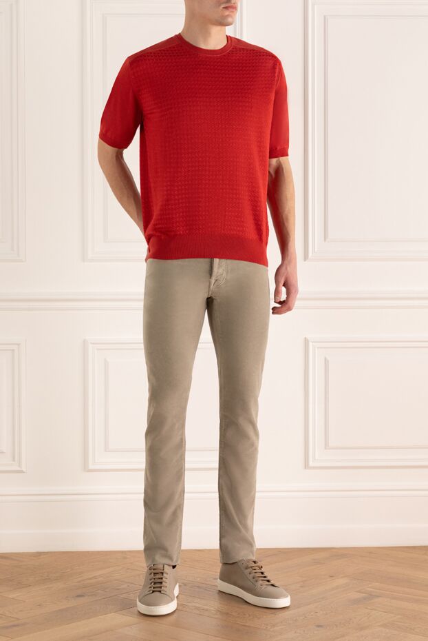 Short-sleeved jumper made of cotton, silk and linen. - photo 2