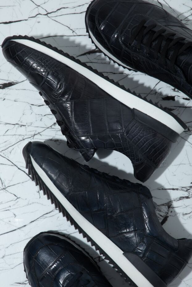 Cesare di Napoli black sneakers made of genuine black crocodile leather 160665 - photo 2