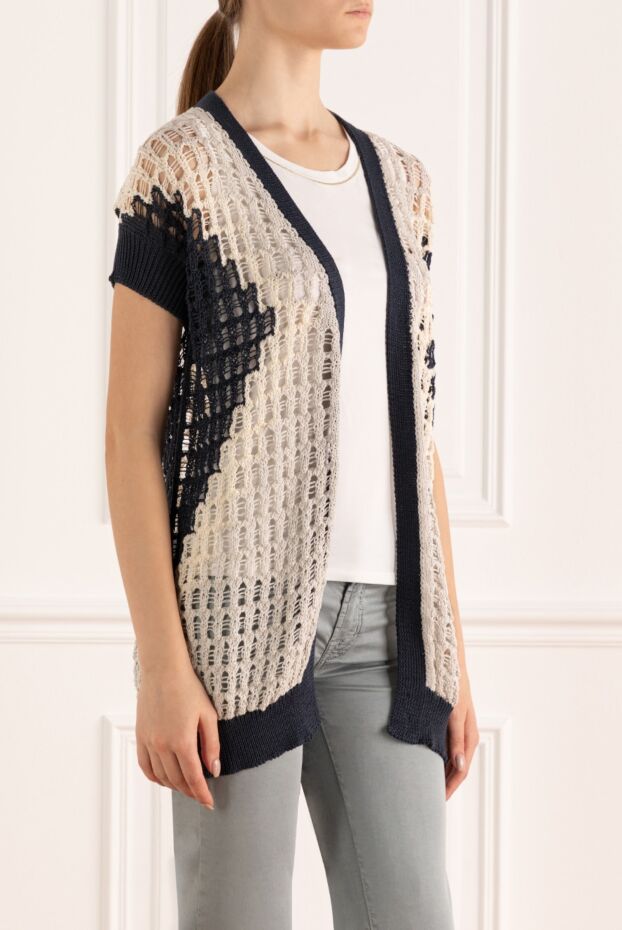 Lorena Antoniazzi blue cotton cardigan for women 160696 - photo 3