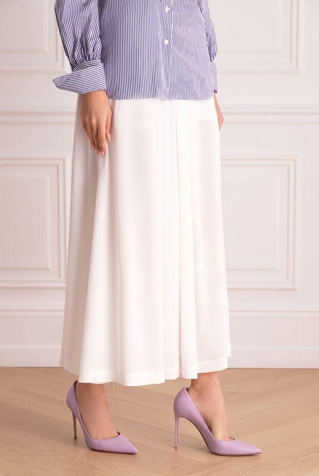 Lorena Antoniazzi white maxi skirt made of lightweight fabric with drawstring at the waist 160702 - photo 3