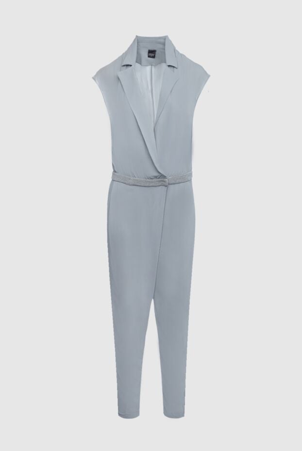 Elegant sleeveless grey jumpsuit with draping - photo 1