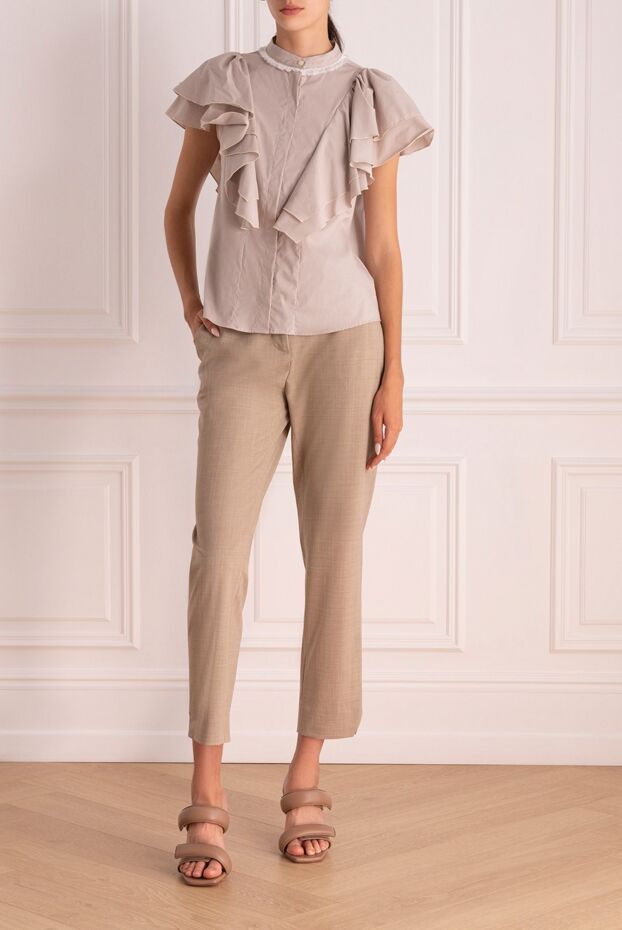 Lorena Antoniazzi женские брюки из шерсти коричневые женские купить с ценами и фото 160720 - фото 2