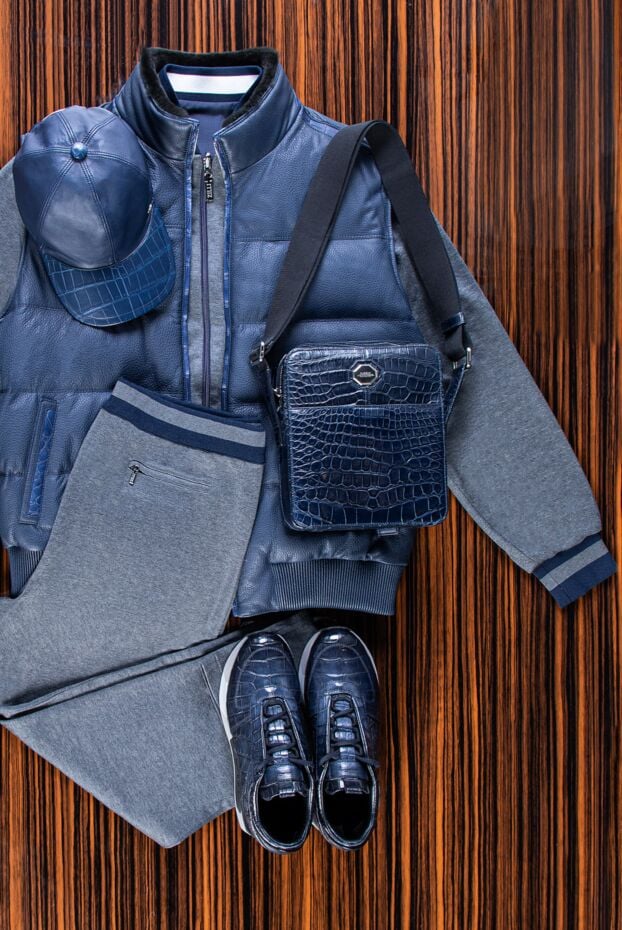 Men's sports suit made of cotton, polyamide and silk gray - photo 2