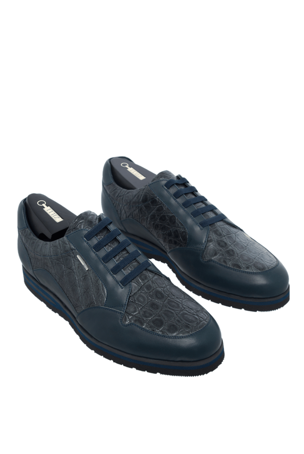 Zilli dark blue crocodile leather sneakers with matte finish 160739 - photo 3