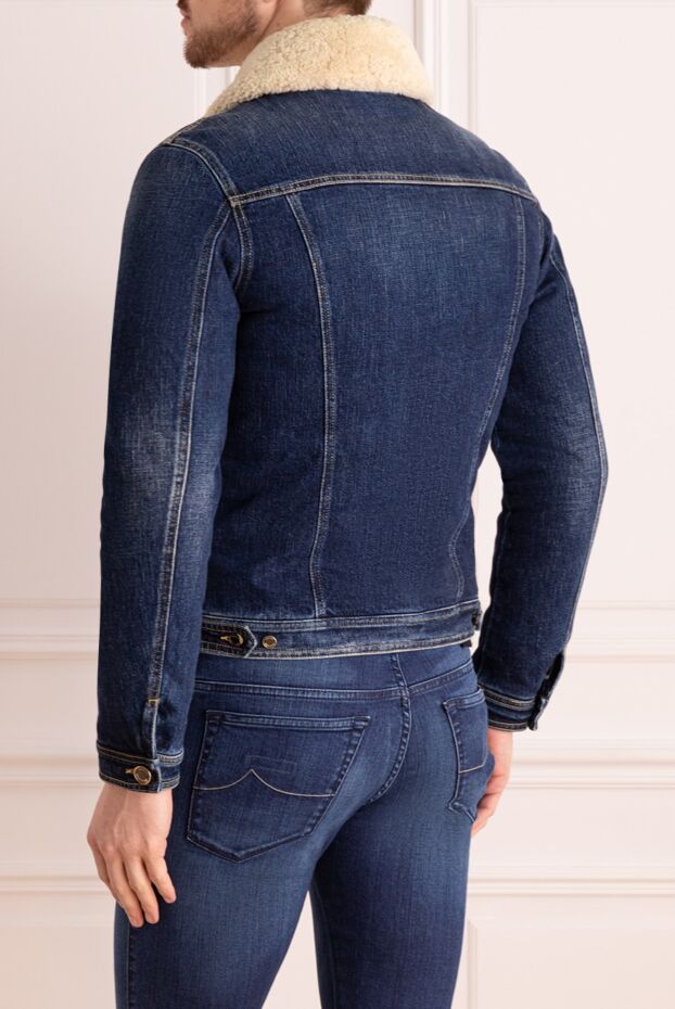 Moorer denim jacket with button-up, shearling trim and contrast stitching 160771 - photo 3
