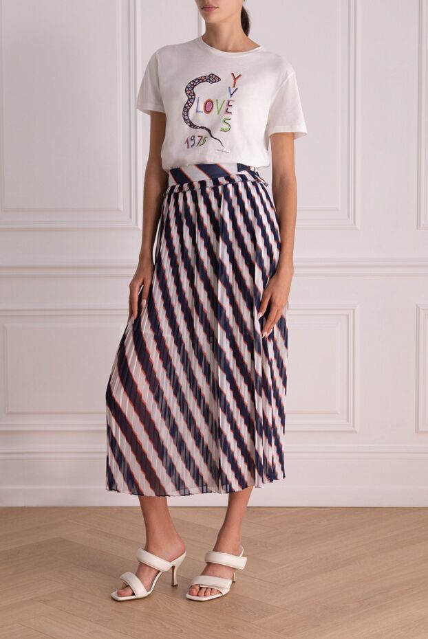 Saint Laurent white cotton womens t-shirt with a drawing print 160812 - photo 3