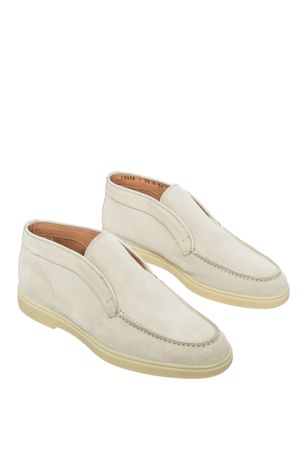 Santoni лоферы женские классические замшевые белые 160871 - фото 3