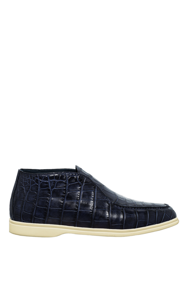 Cesare di Napoli blue crocodile leather loafers with high top and fur lining for men 160880 - photo 1