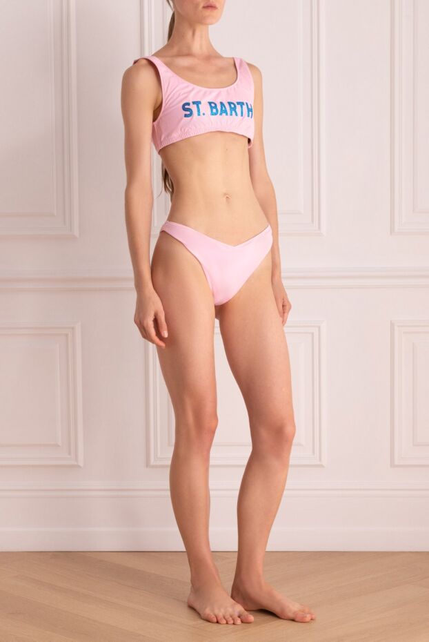 MC2 Saint Barth sports bikini swimsuit pink with contrast logo 160898 - photo 3
