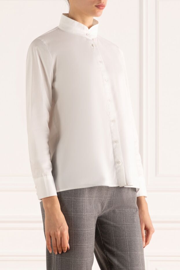 Gran Sasso women's cotton shirt with decorative collar white 160958 - photo 3