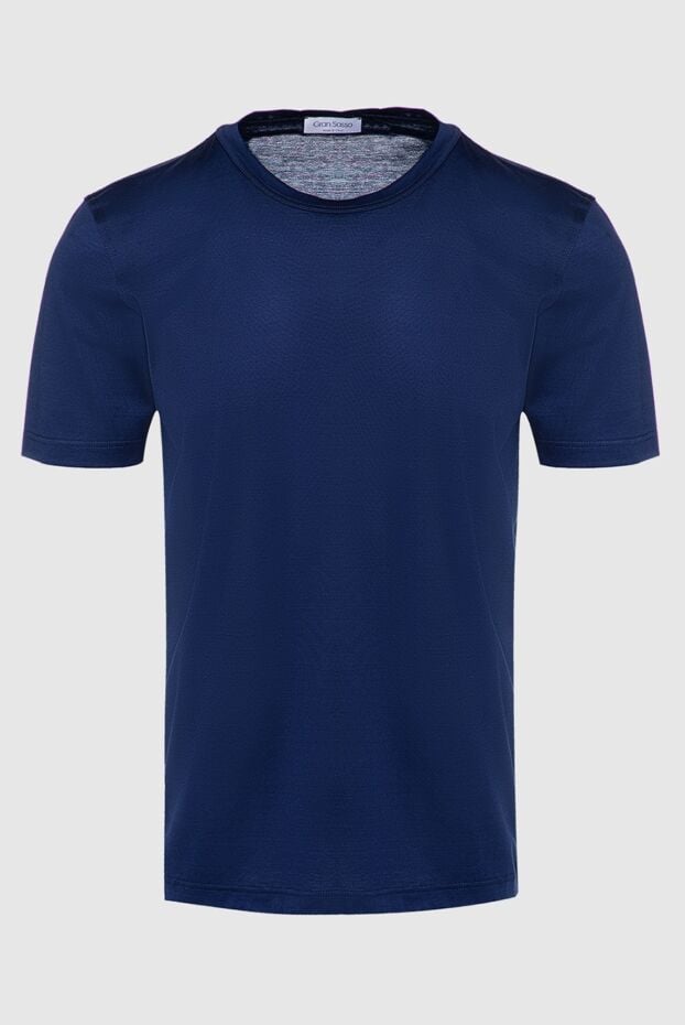 Gran Sasso men's t-shirt in rich blue color made of soft jersey without print 160969 - photo 1