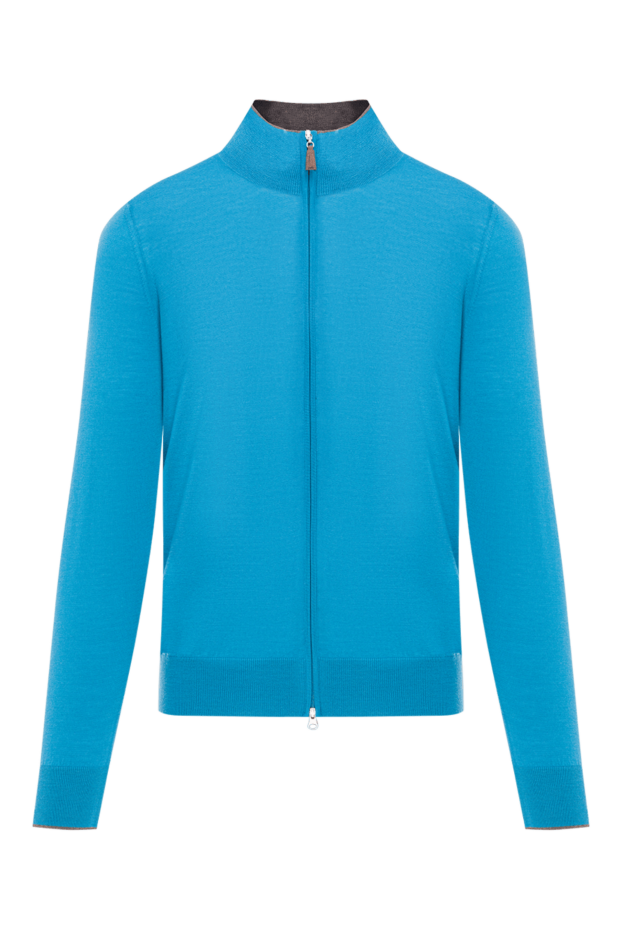 Gran Sasso cardigan with zip and elbow pads made of blue suede 160977 - photo 1