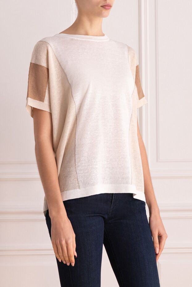 Peserico white women's linen and cotton t-shirt 161050 - photo 3