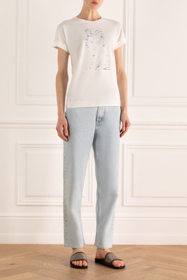 Peserico white womens t-shirt with a dotted print 161055 - photo 2