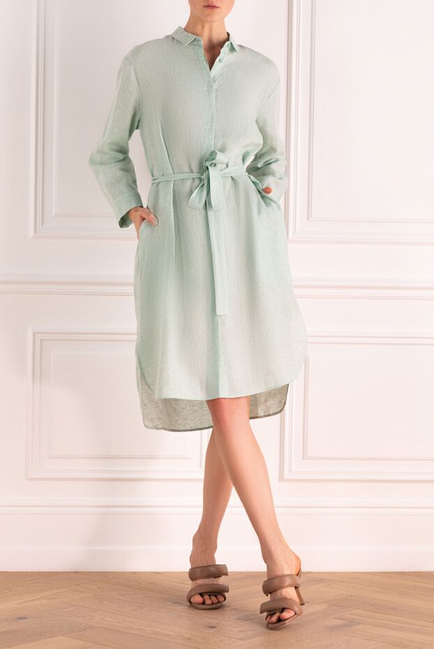 Peserico summer dress with buttons made of breathable linen with a soft silhouette 161083 - photo 2