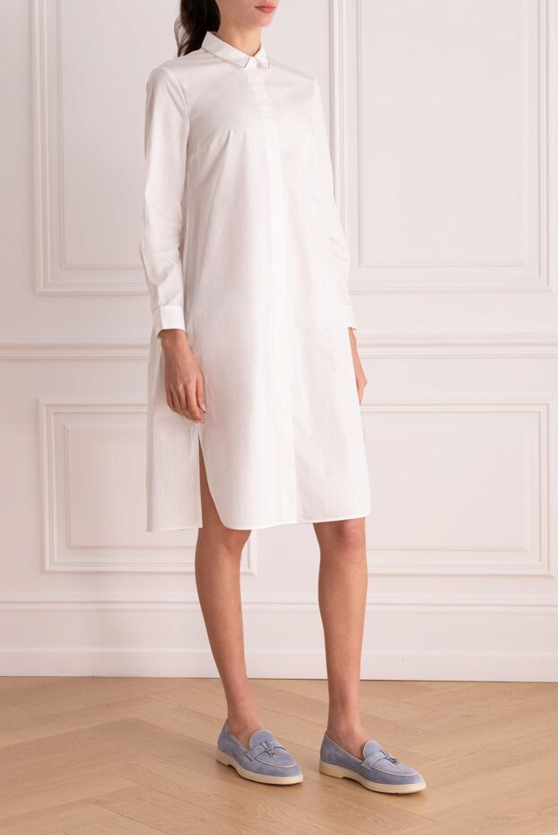 Peserico white shirt dress with textured back insert for women 161084 - photo 3