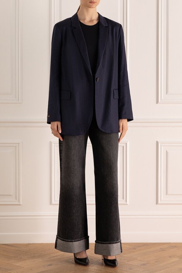 Peserico blue linen and wool jacket for women 161089 - photo 2