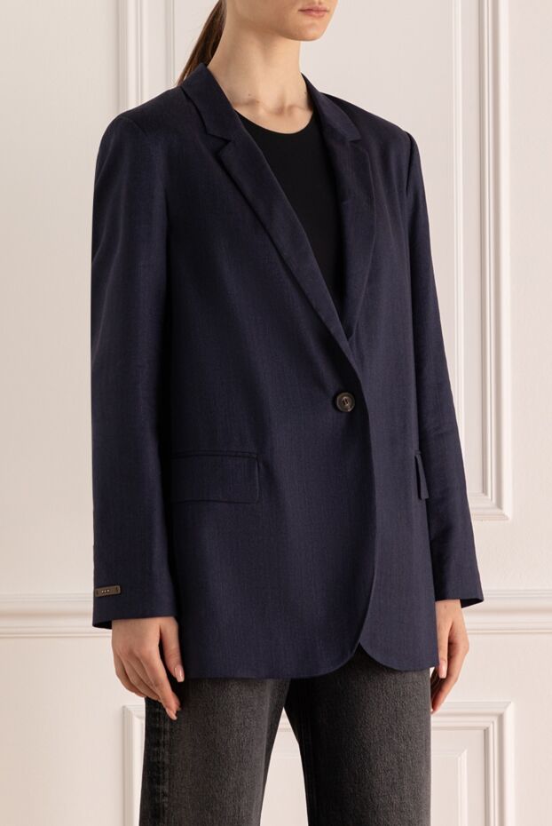 Peserico blue linen and wool jacket for women 161089 - photo 3